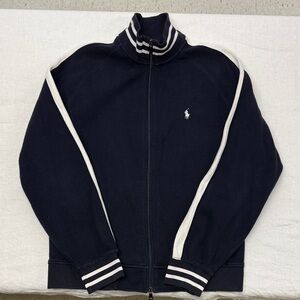 Polo by Ralph Lauren Men's Zip-Up Sweater in Navy and White